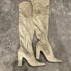 Over the knee - Taupe/grey heel boots